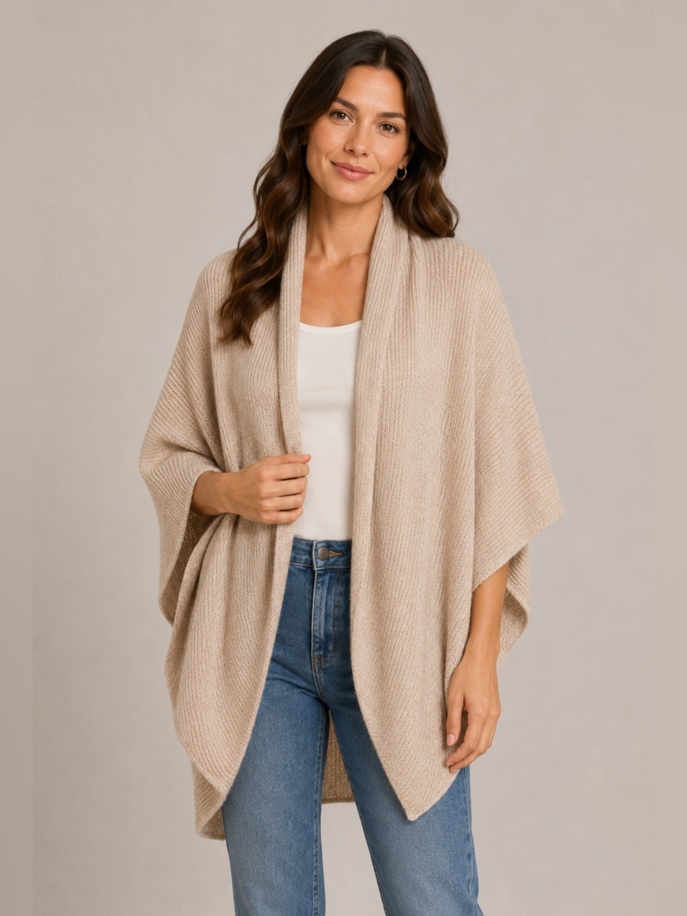 J. Jill Women's Pink and Cream Cozy Shrug Sweater One Size